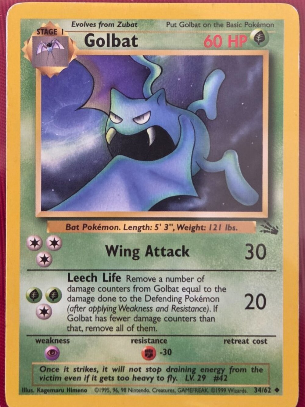 1999 POKEMON, GOLBAT CARD!!!